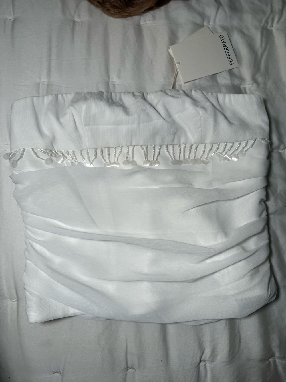 Peppermayo White Beaded Strapless Skirt Set - Picture 7 of 11